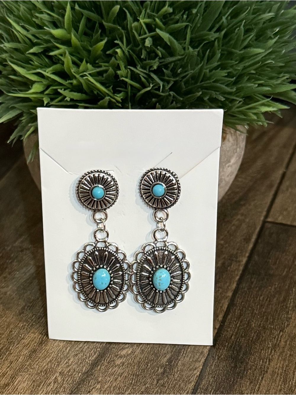 Turquoise Silver Drop Earrings - Women's Fashion Jewelry